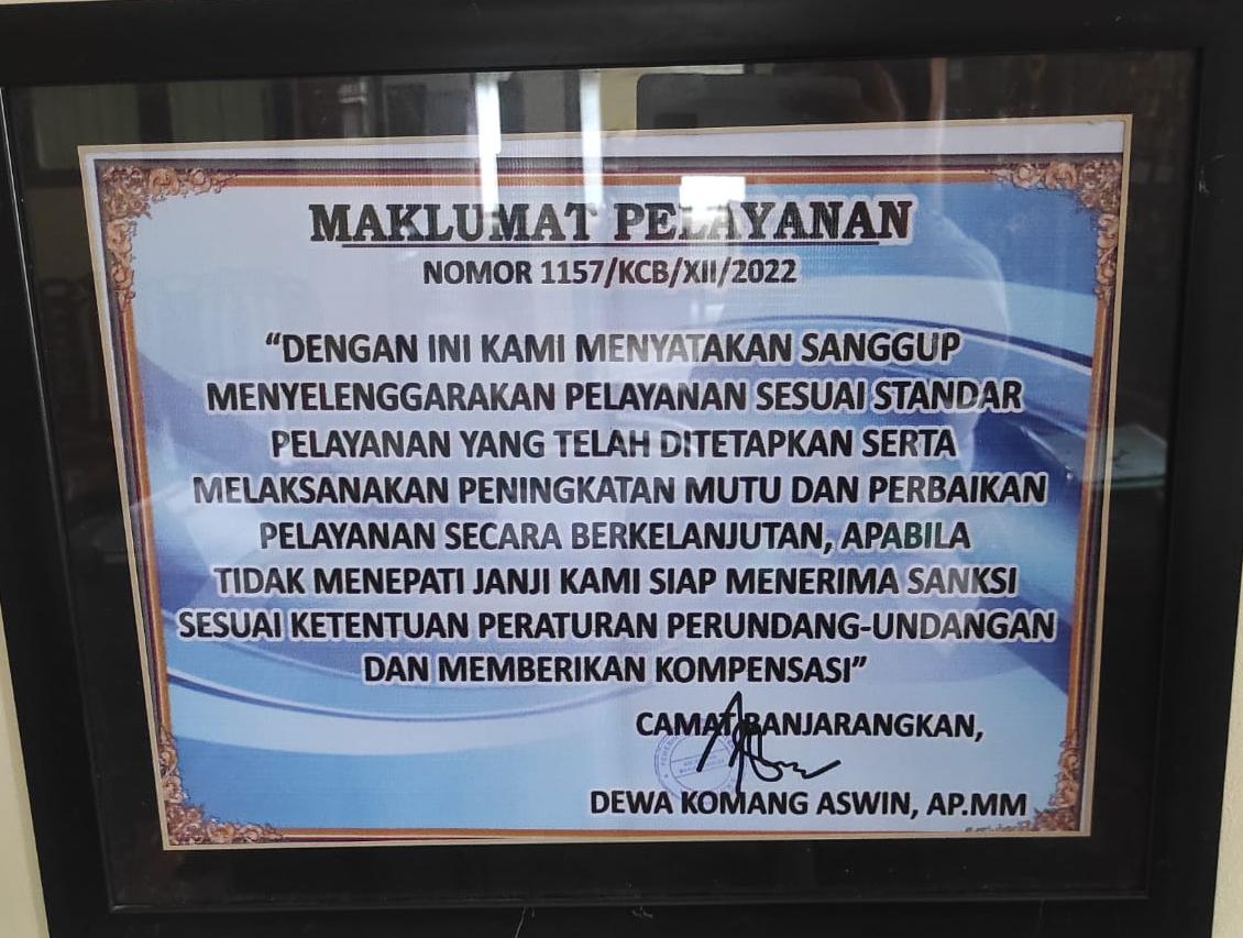 MAKLUMAT PELAYANAN KECAMATAN BANJARANGKAN
