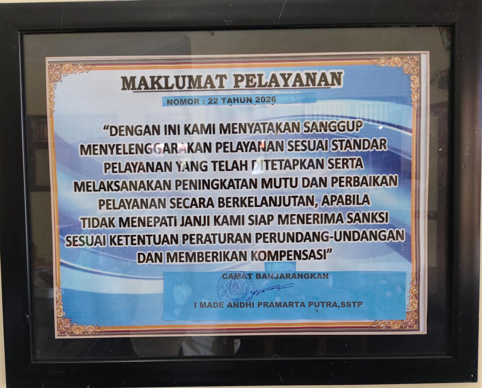 MAKLUMAT PELAYANAN KECAMATAN BANJARANGKAN